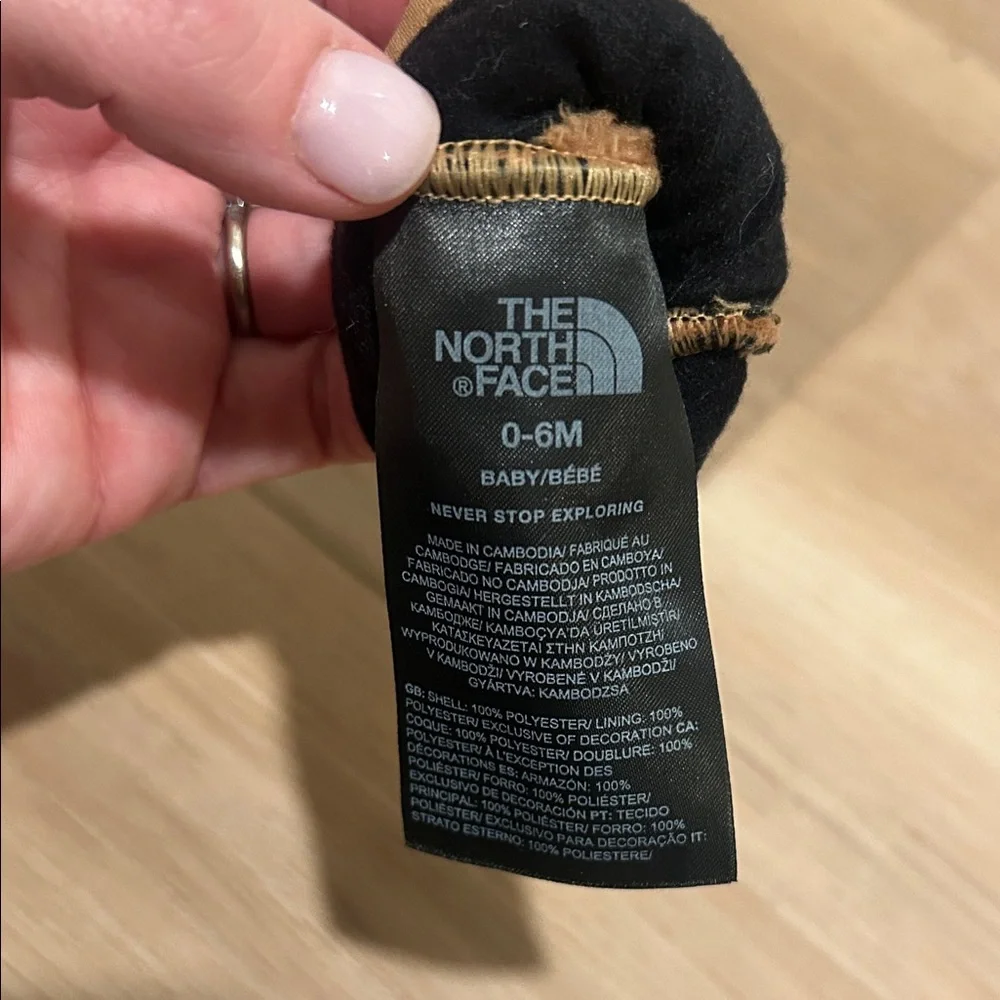 The North Face Tan Fuzzy Baby Mittens